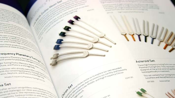 Catalog page showing tuning forks